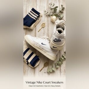 Vintage Nike GTS ‘97 Canvas Low Top Sneakers - White/Navy Size 5.5